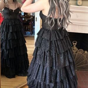 Alyce Paris Shimmering Black Tiered Gown